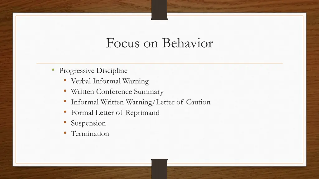 focus on behavior