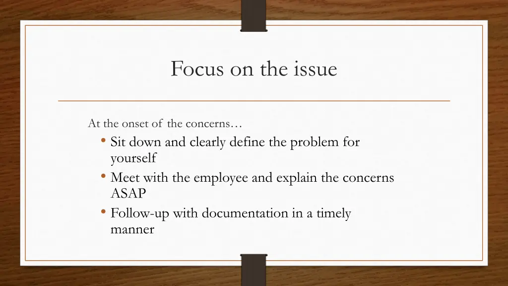focus on the issue
