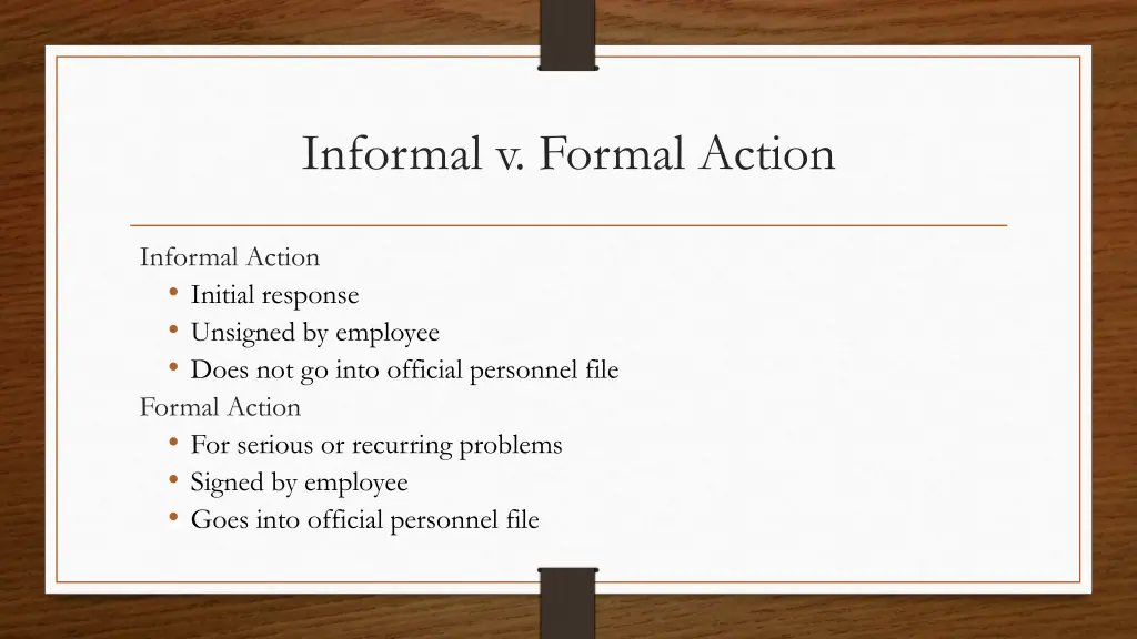 informal v formal action