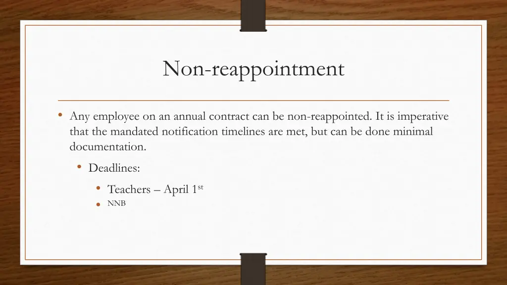 non reappointment