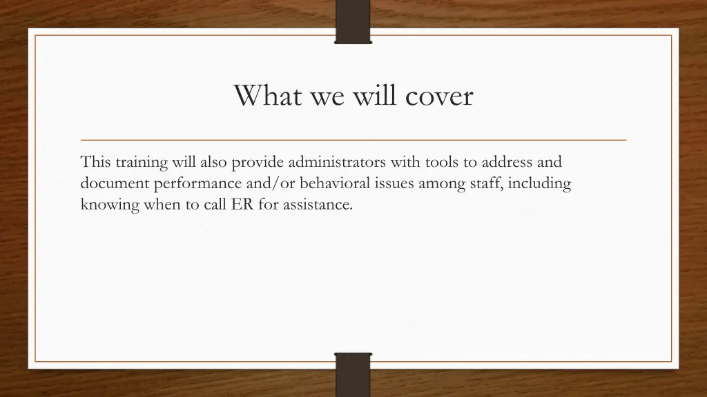 what we will cover
