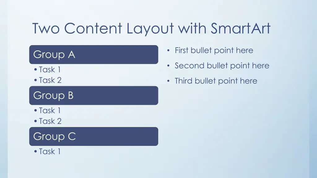 two content layout with smartart