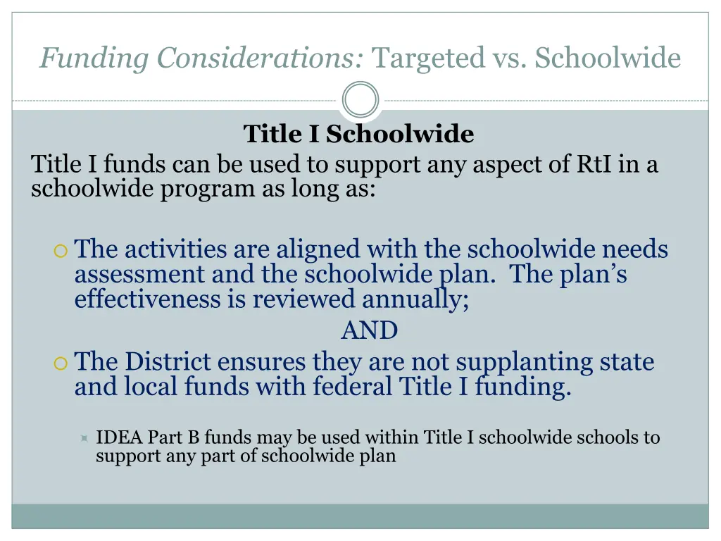 funding considerations targeted vs schoolwide 1