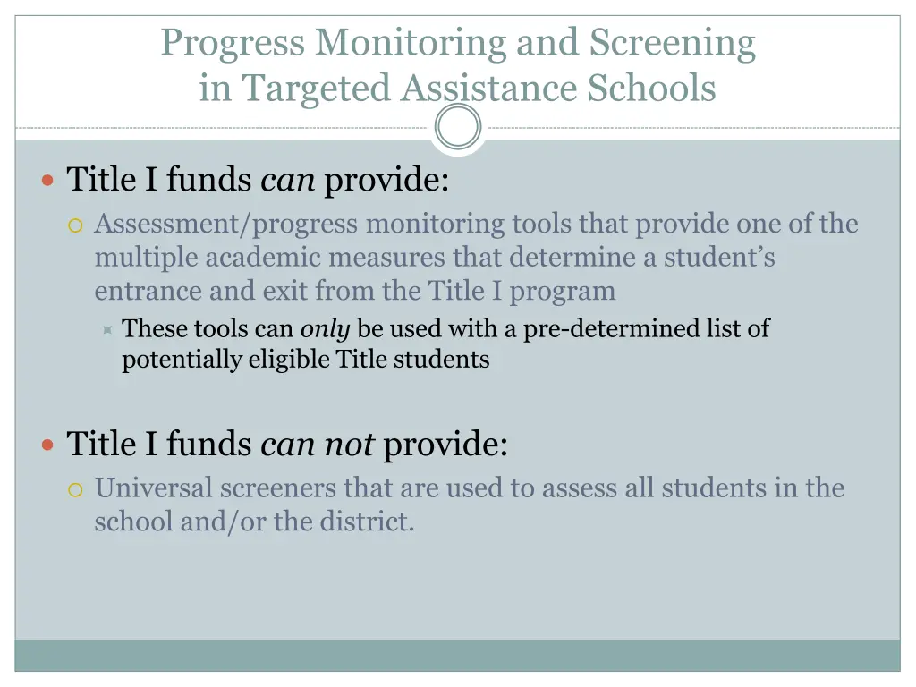 progress monitoring and screening in targeted