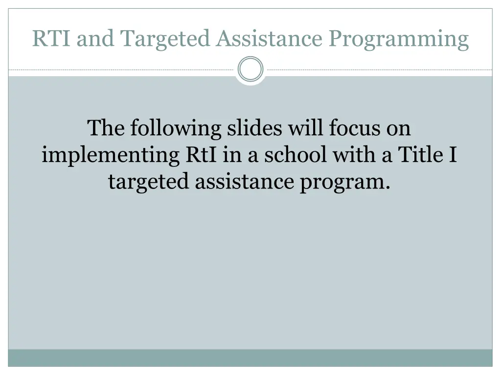 rti and targeted assistance programming