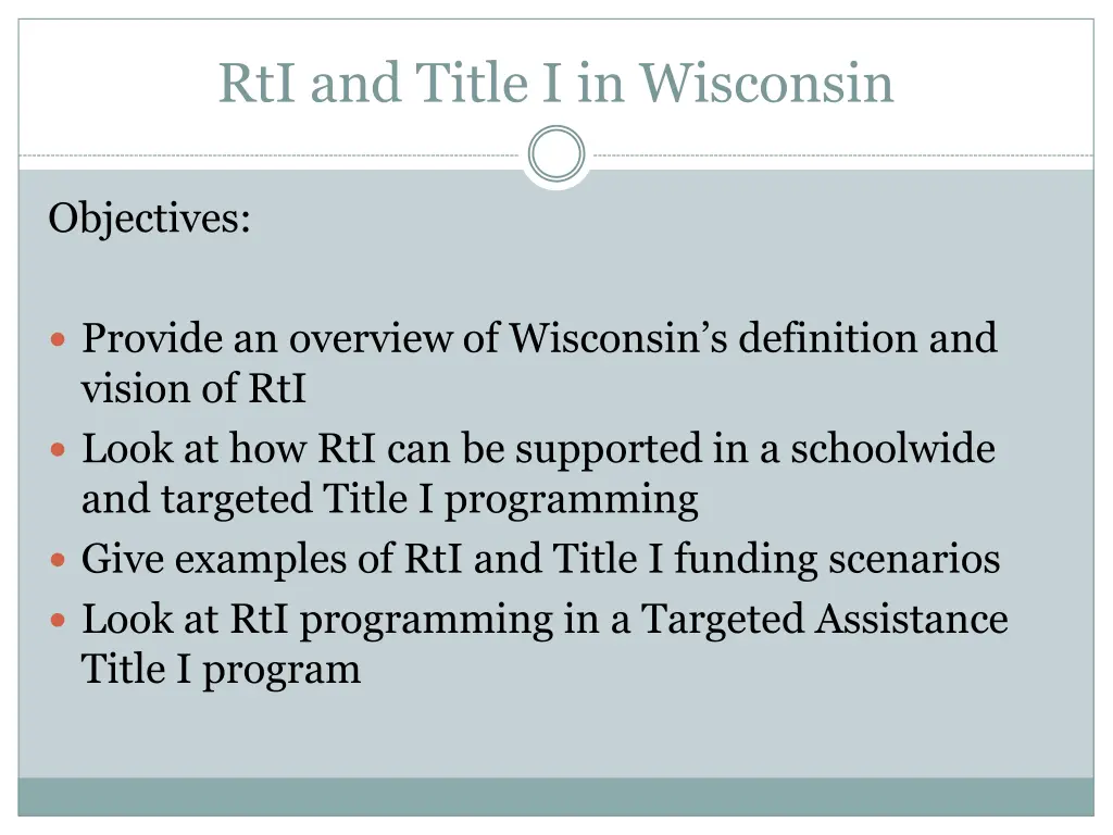 rti and title i in wisconsin 1