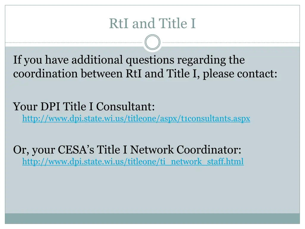 rti and title i