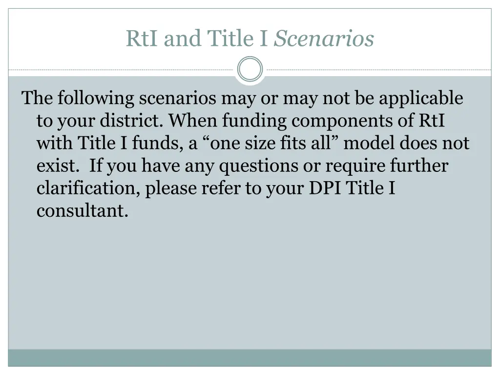 rti and title i scenarios