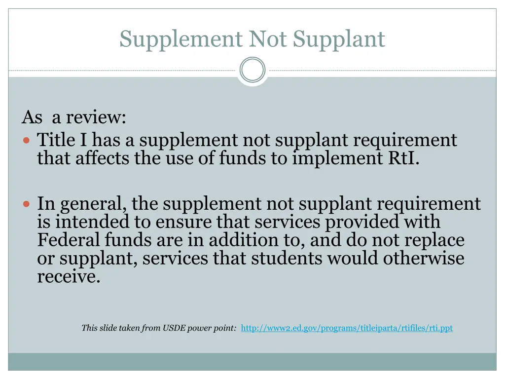 supplement not supplant
