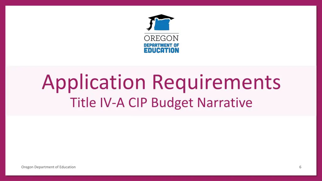 application requirements title iv a cip budget