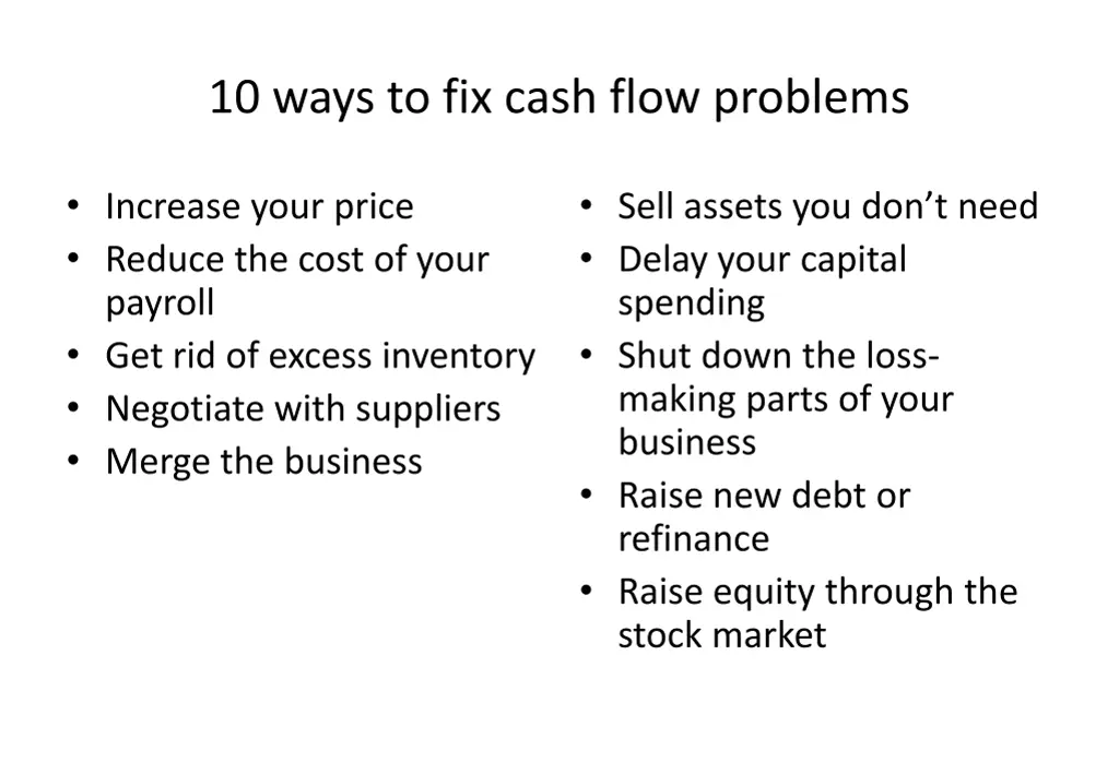 10 ways to fix cash flow problems