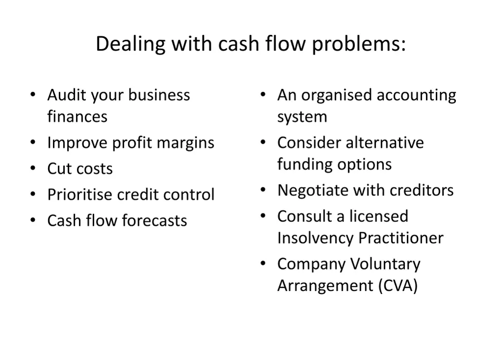 dealing with cash flow problems