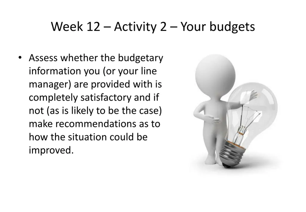 week 12 activity 2 your budgets