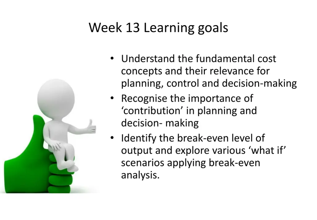 week 13 learning goals