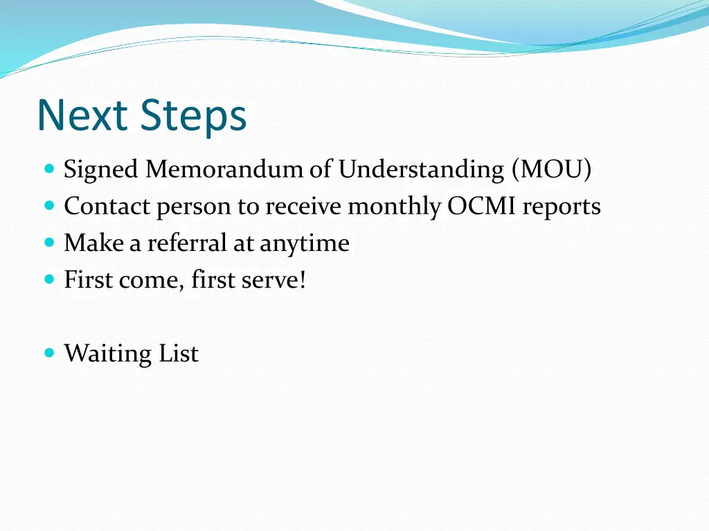 next steps