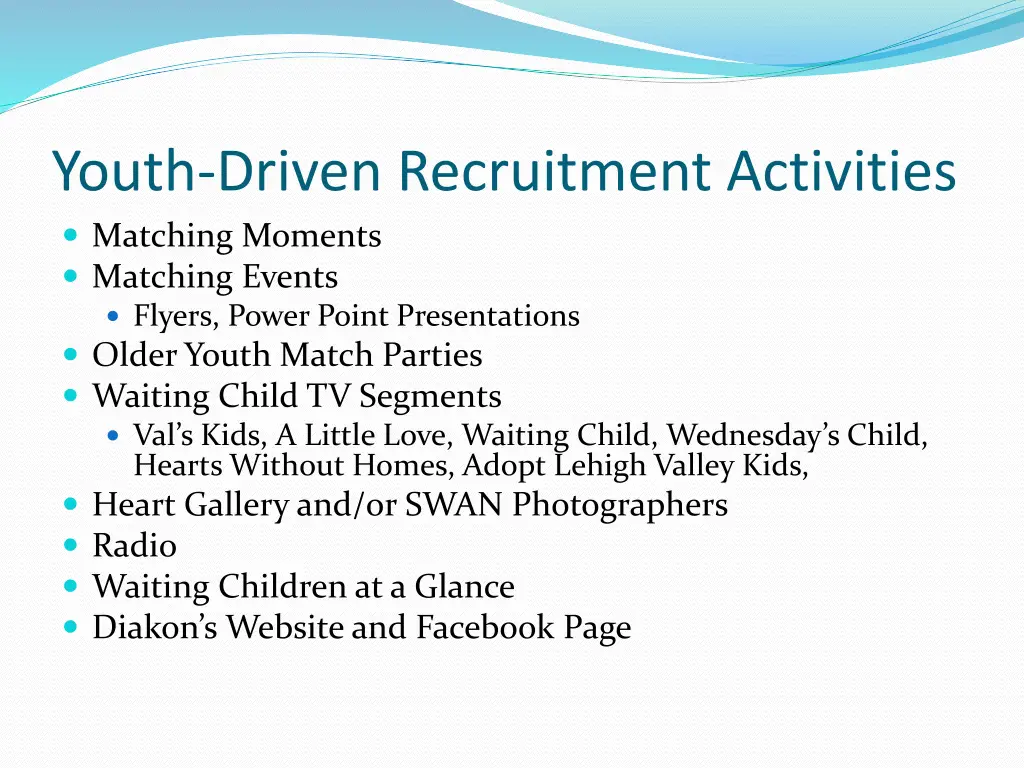 youth driven recruitment activities matching