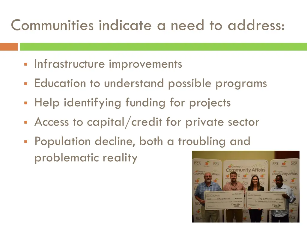 communities indicate a need to address