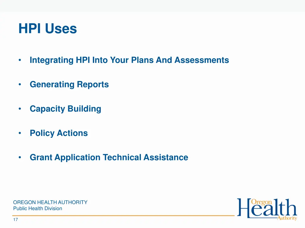 hpi uses