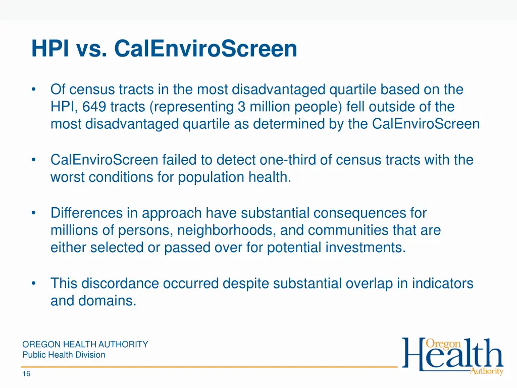 hpi vs calenviroscreen