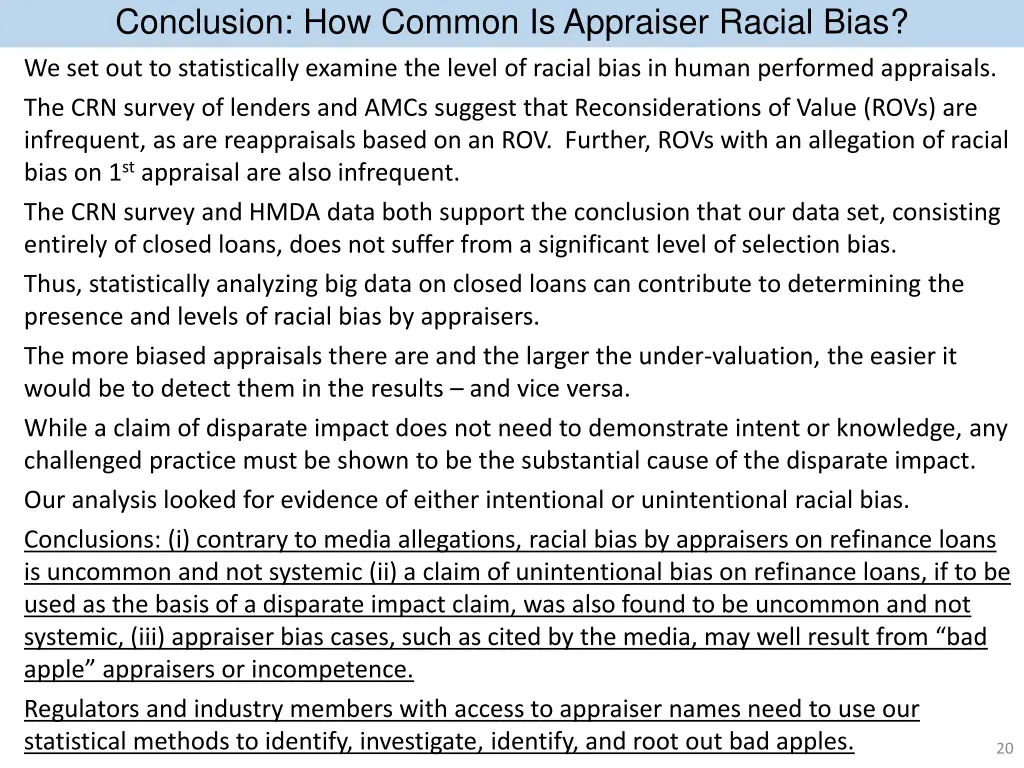 conclusion how common is appraiser racial bias