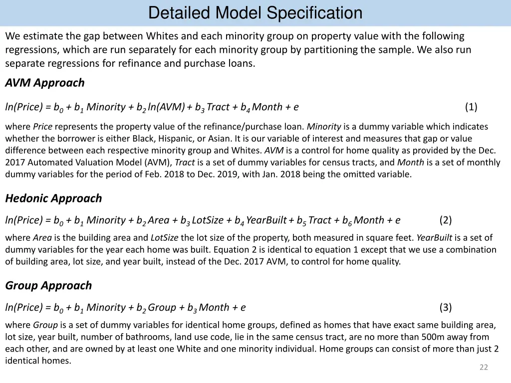 detailed model specification
