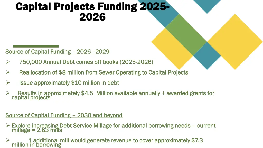capital projects funding 2025 capital projects
