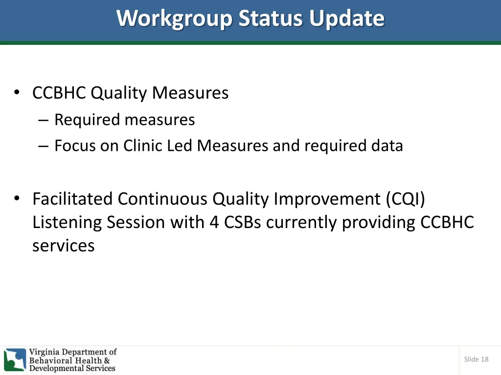 workgroup status update