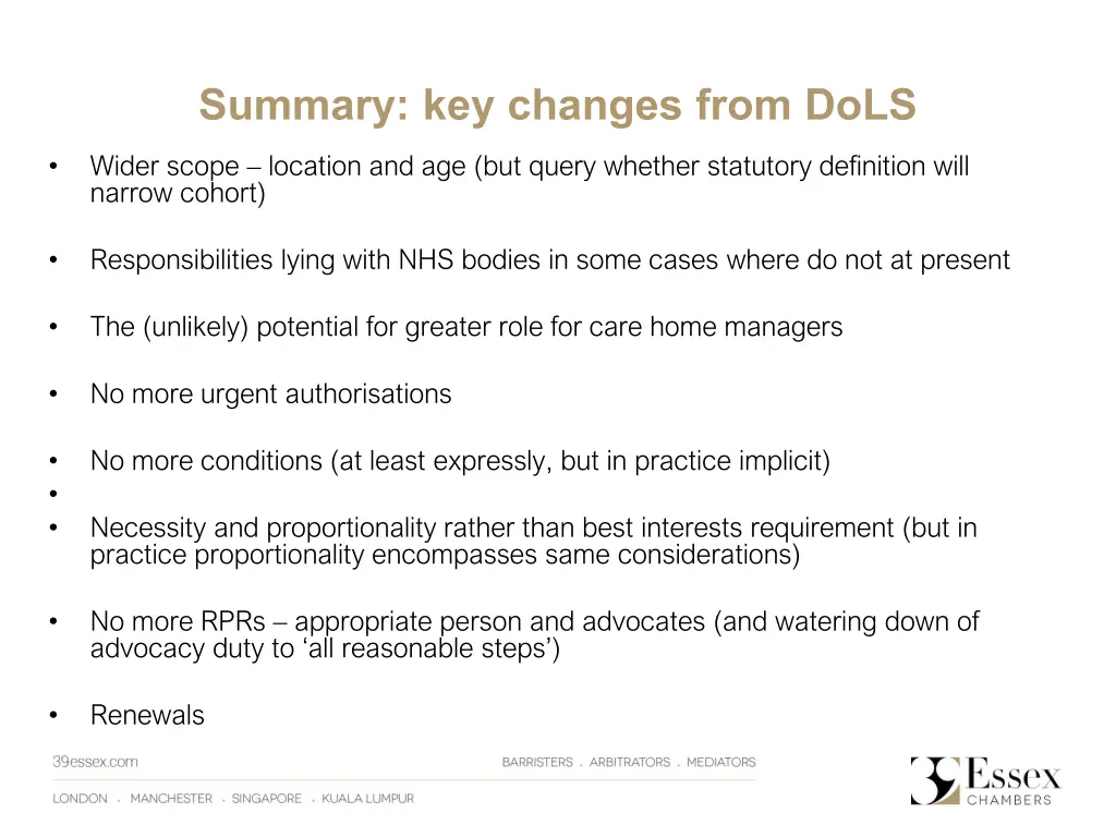summary key changes from dols