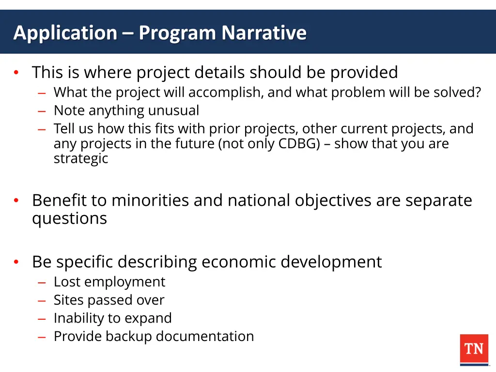 application program narrative