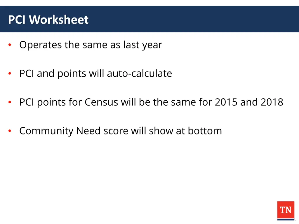 pci worksheet