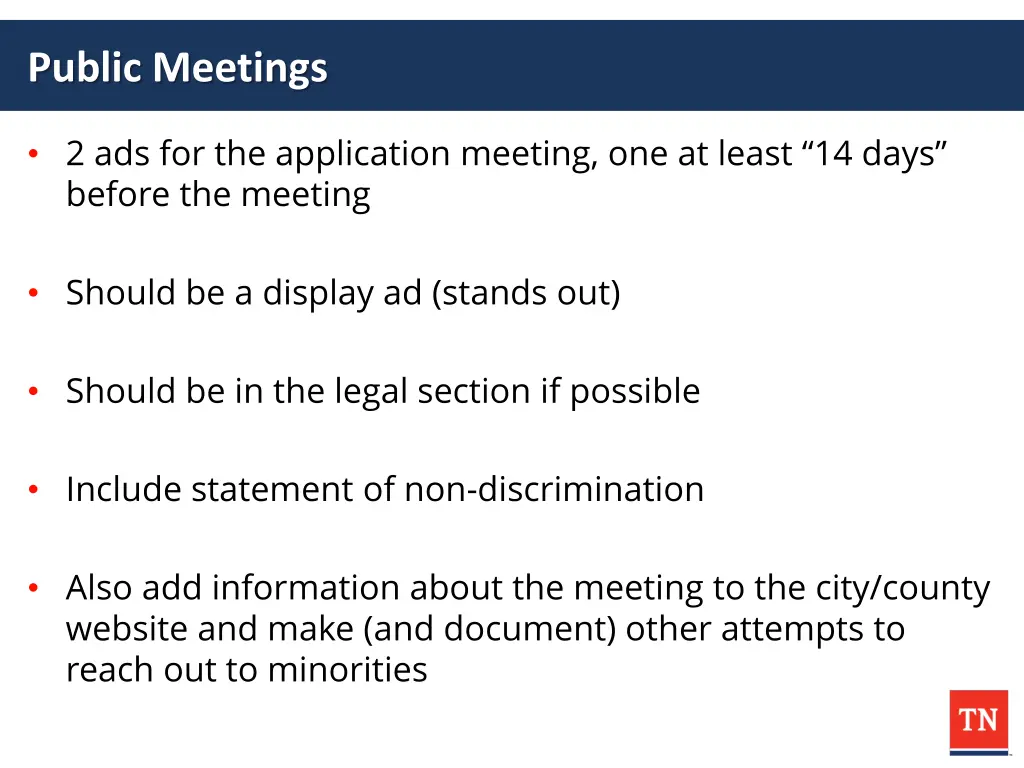 public meetings