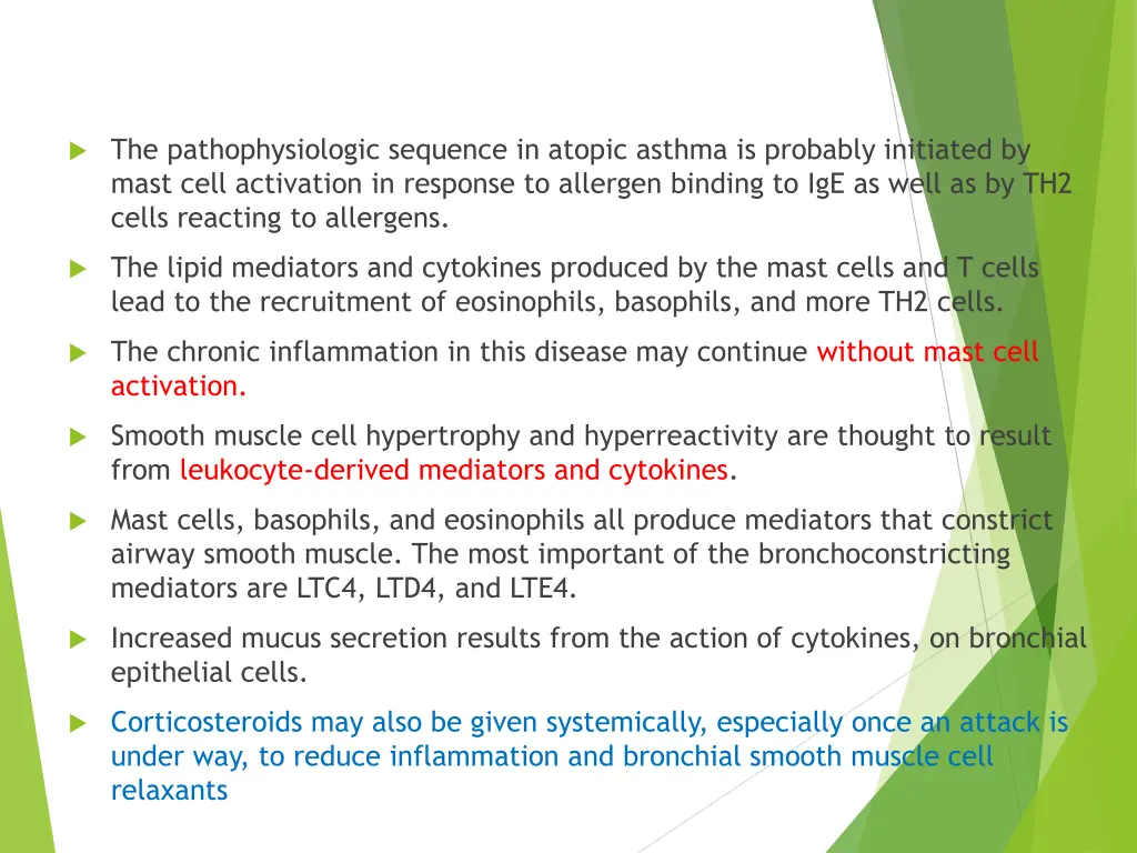 the pathophysiologic sequence in atopic asthma