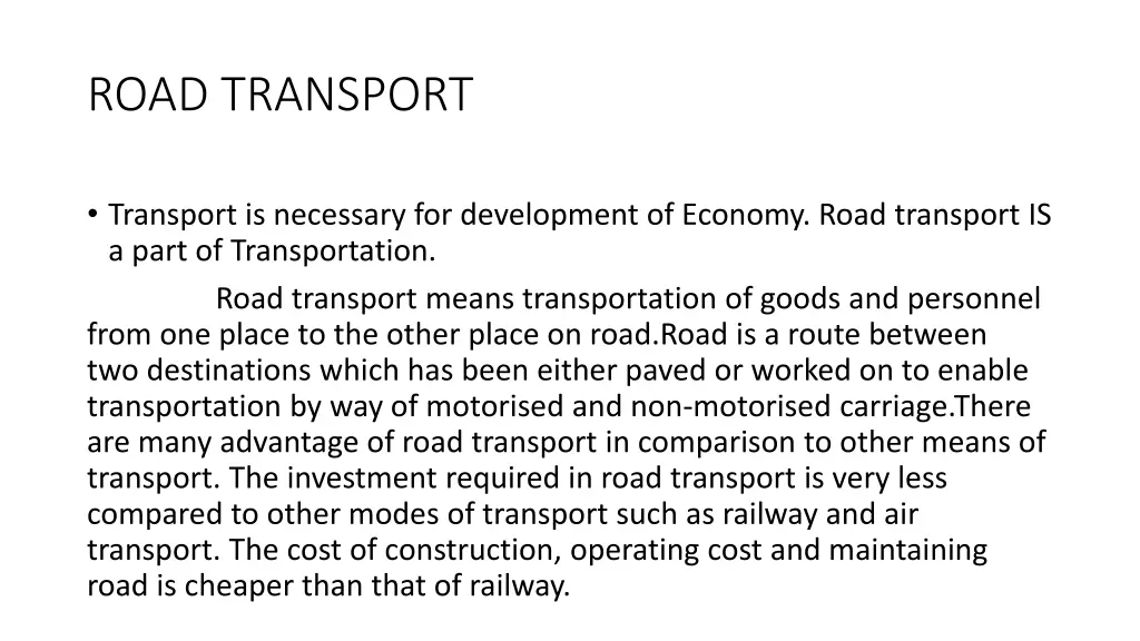 road transport 1