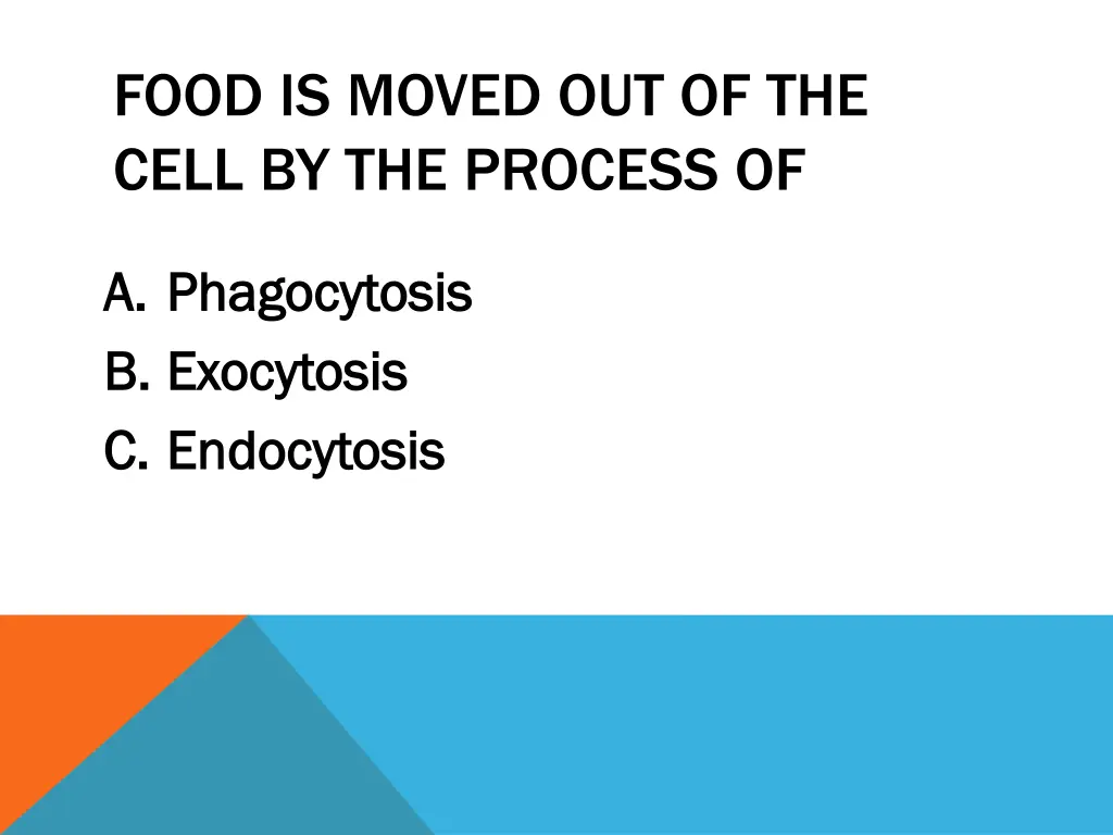 food is moved out of the cell by the process of