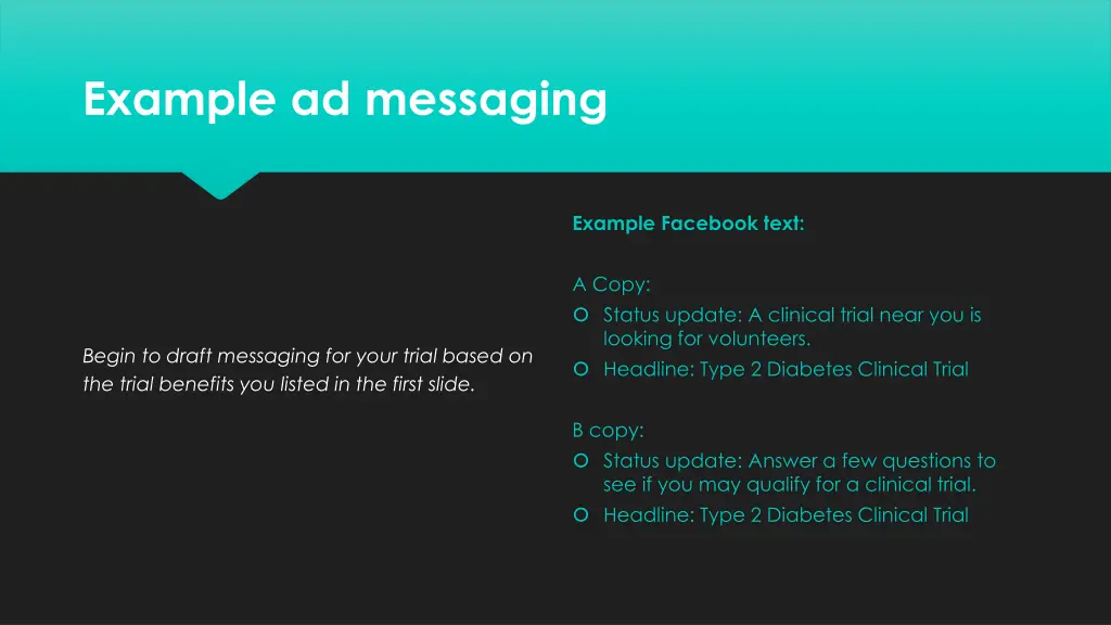 example ad messaging