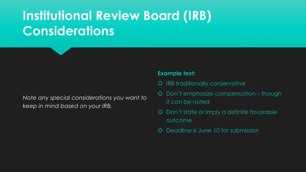 institutional review board irb considerations
