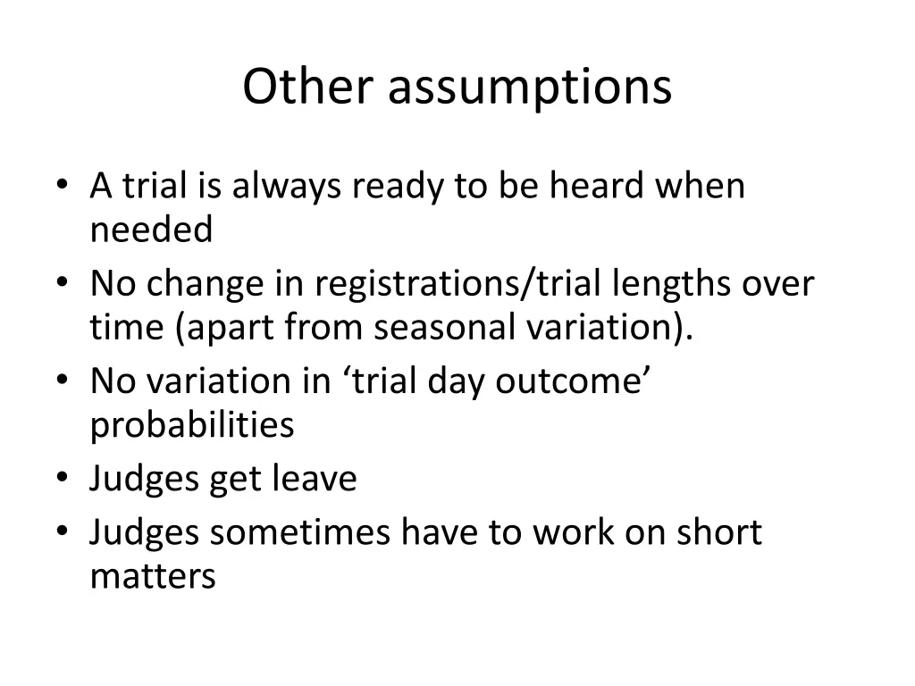 other assumptions