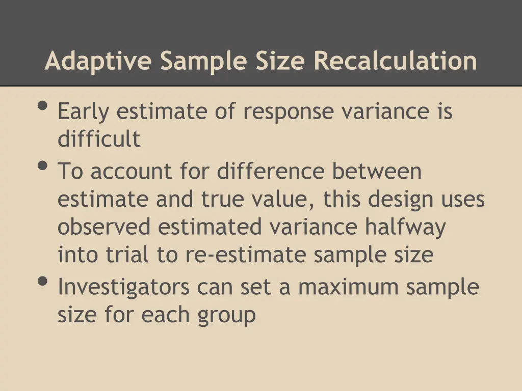 adaptive sample size recalculation early estimate