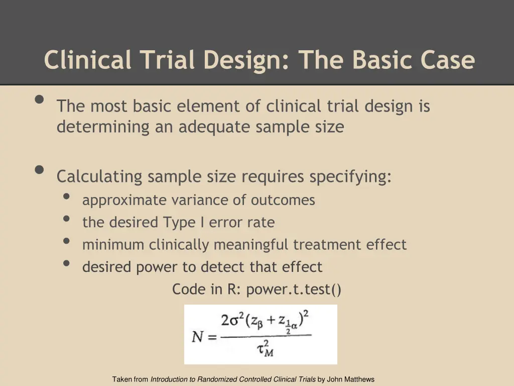 clinical trial design the basic case the most