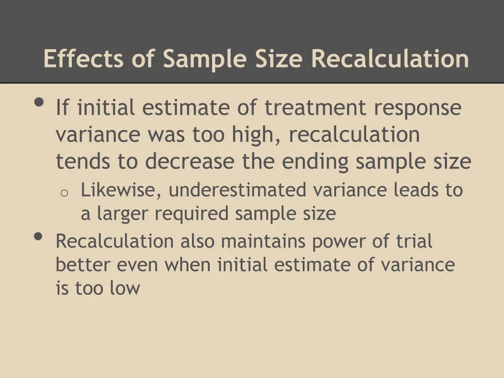effects of sample size recalculation if initial