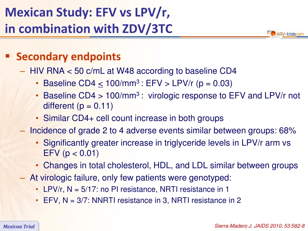 mexican study efv vs lpv r in combination with 2