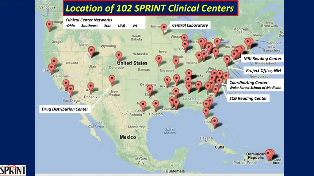 location of 102 sprint clinical centers