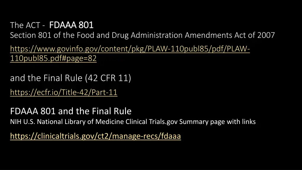the act fdaaa 801 fdaaa 801 section