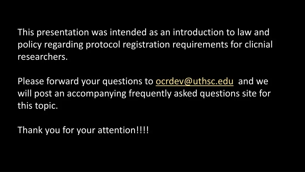 this presentation was intended as an introduction