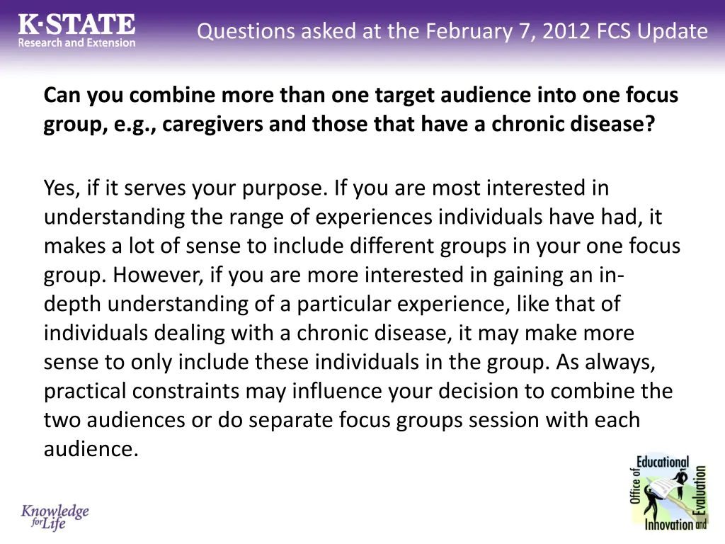 questions asked at the february 7 2012 fcs update