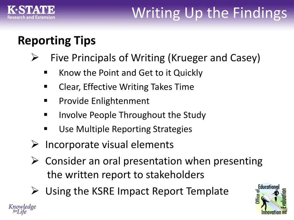 writing up the findings