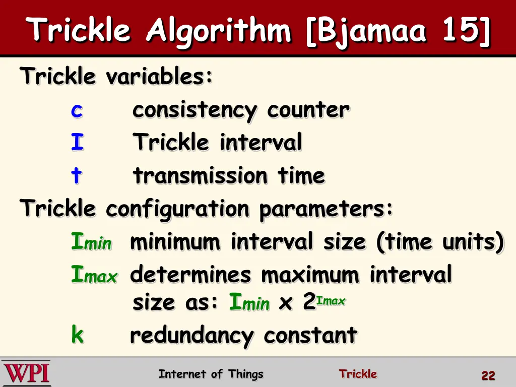 trickle algorithm bjamaa 15 trickle variables