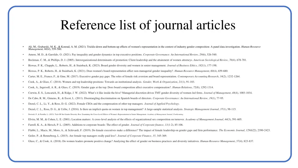 reference list of journal articles