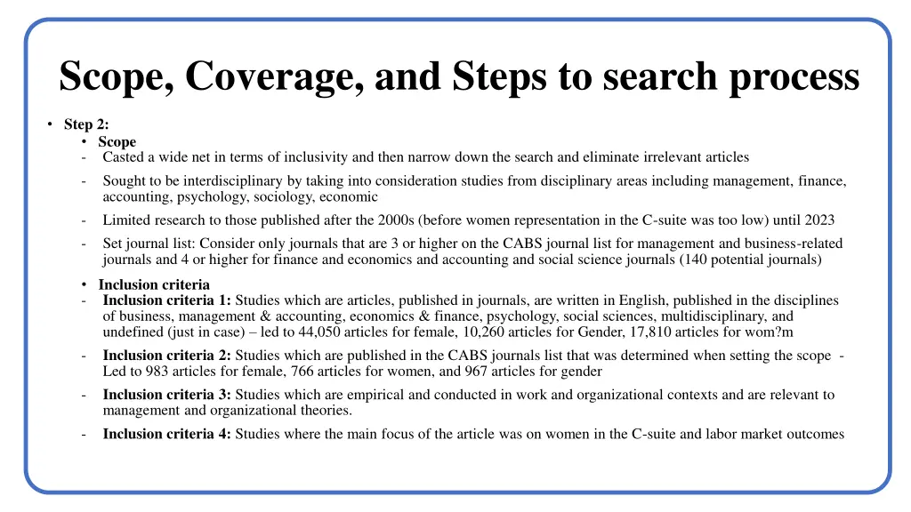 scope coverage and steps to search process 1