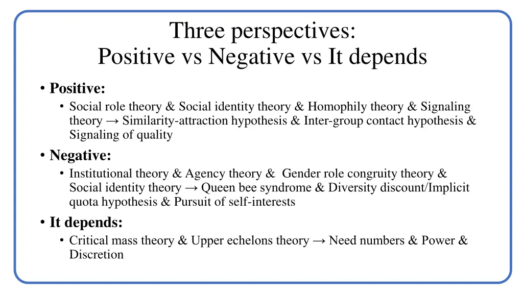three perspectives positive vs negative